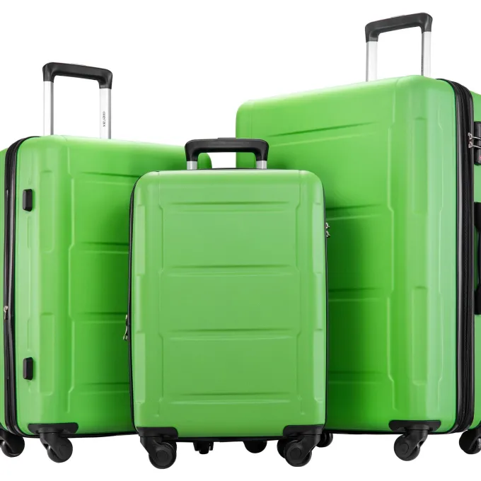 Silk & Salt SEGMART Expandable LuggaSets of 3 3-Piece Lightweight Hardside 4-Wheel Spinner LuggaSet: 20/ 24''/ 28 Carry-On Checked Suitcase Carry on Suitcase with TSA Lock for Traveling Green S6604^ Carry On Luggage|Checked Luggage