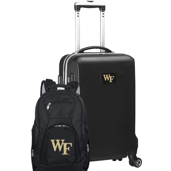 Silk & Salt Wake Forest Demon Deacons Deluxe 2-Piece Backpack and Carry-On Set - Black^ Luggage Sets