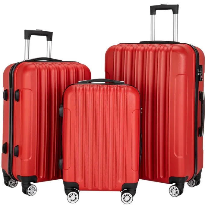 Silk & Salt 3-in-1 Multifunctional LarCapacity Traveling StoraSuitcase LuggaSet Red^ Hard Side Luggage