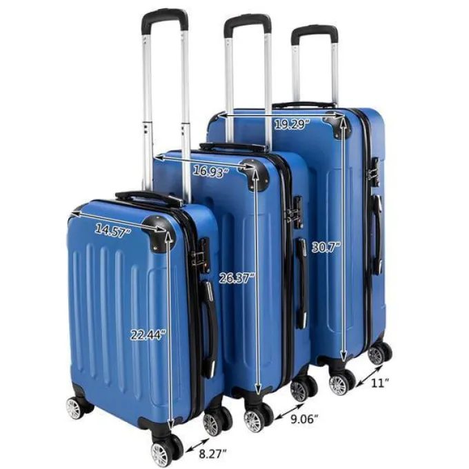 Silk & Salt Goorabbit LuggaSets Expandable Pc+Abs Durable Suitcase Double Wheels Tsa Lock Dark Blue^ Checked Luggage