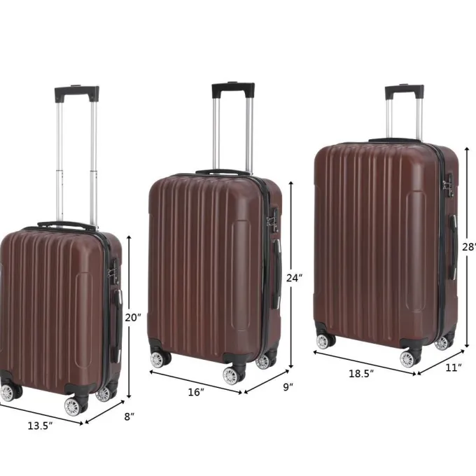 Silk & Salt Winado 3Pcs Plastic Metal Hardshell Spinner Suitcase Luggawith Wheels^ Hard Side Luggage
