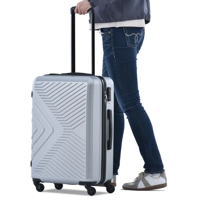 Silk & Salt Aukfa 3 Piece LuggaSets- Hardshell Lightweight Suitcase with TSA Lock and Spinner Wheels- 20/24/28- Silver^ Hard Side Luggage