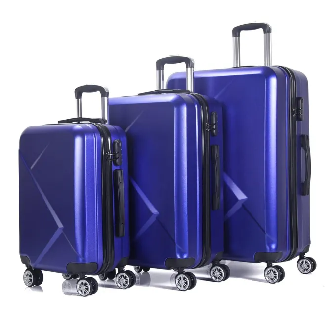 Silk & Salt 3 Piece LuggaSets with Hardside Expandable Spinner Wheel (20/24/28) Blue^ Checked Luggage