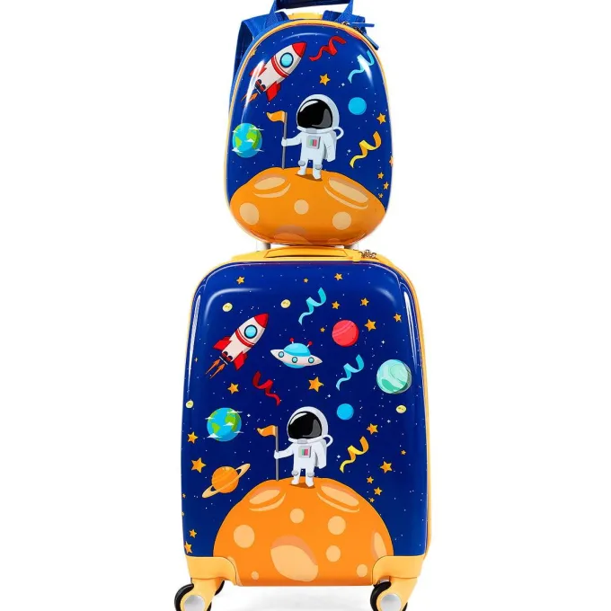 Silk & Salt Kids Suitcase with 4 Spinner Wheels2Pc Kid Carry on LuggaSet 12 amp18 Travel Rolling Trolley for Boys and Girls Gift for Toddlers Children^ Hard Side Luggage