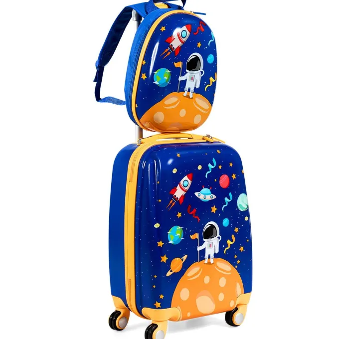 Silk & Salt Kids Suitcase with 4 Spinner Wheels2Pc Kid Carry on LuggaSet 12 amp18 Travel Rolling Trolley for Boys and Girls Gift for Toddlers Children^ Hard Side Luggage