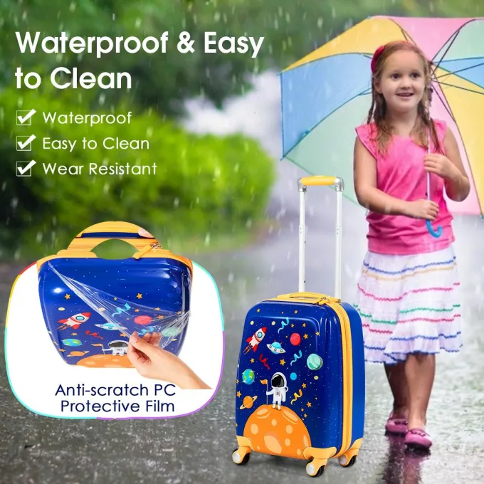 Silk & Salt Kids Suitcase with 4 Spinner Wheels2Pc Kid Carry on LuggaSet 12 amp18 Travel Rolling Trolley for Boys and Girls Gift for Toddlers Children^ Hard Side Luggage