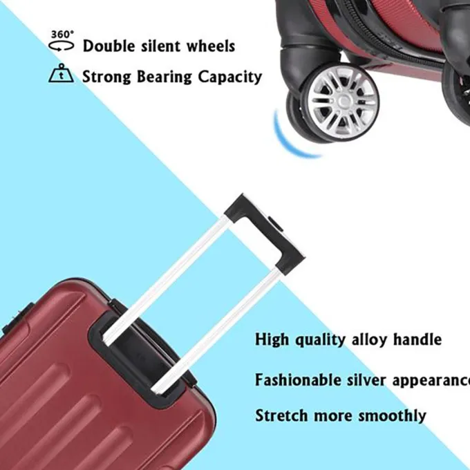 Silk & Salt Nicewell Hard Shell LuggaSets Rolling Travel Suitcase Set w/ Spinner Wheels 3 Pieces Set-20/24/28 (Wine Red)^ Checked Luggage