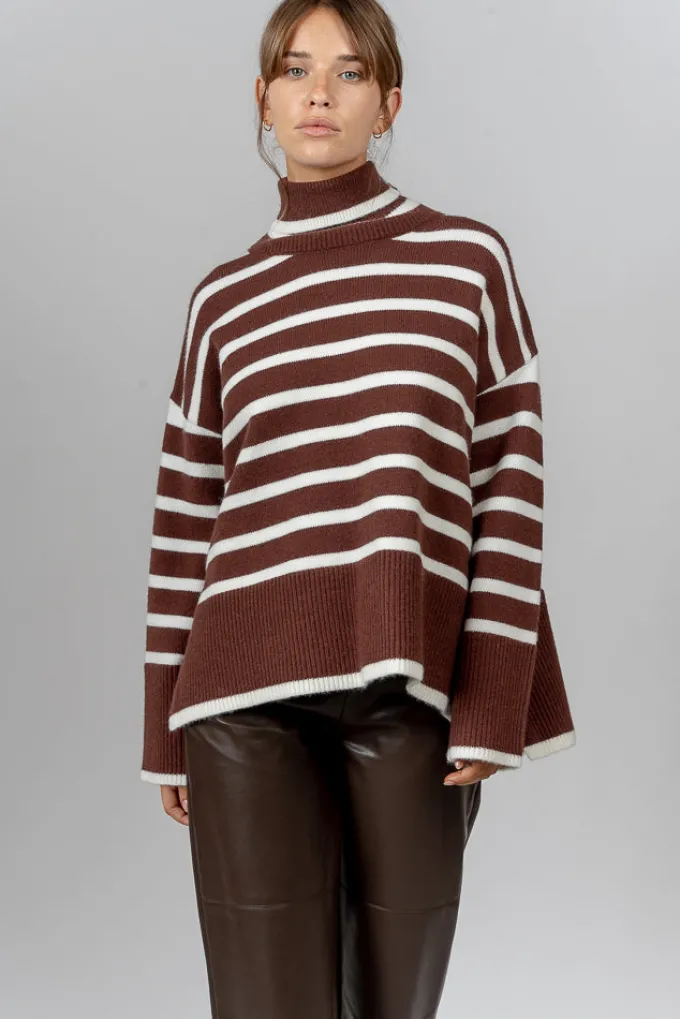 Silk & Salt denise sweater  - coffee/white^ Knitwear