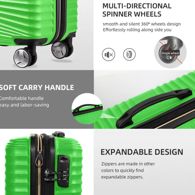 Silk & Salt Lugga5 Piece Sets Hard Shell LuggaSet Expandable Carry on LuggaSuitcase with Spinner Wheels Durable Lightweight Travel Set for Men Women(14/18/20/24/28)^ Checked Luggage