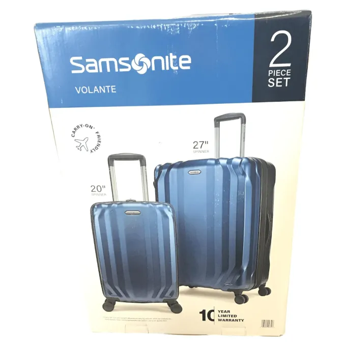 Silk & Salt Samsonite Volante Hardside Spinner Lugga2-Piece Set Lagoon Blue^ Checked Luggage