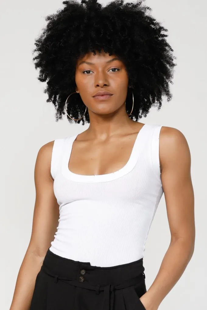 Silk & Salt elevated  top - white rib^ Tops