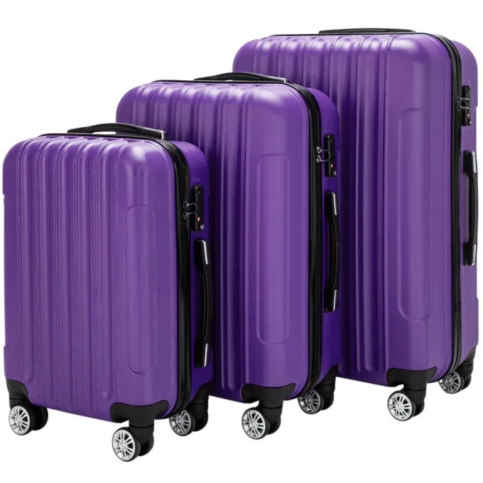 Silk & Salt Winado LuggaTravel 3 Pcs LuggaABS Travel Set Bag Trolley Suitcase Purple^ Hard Side Luggage