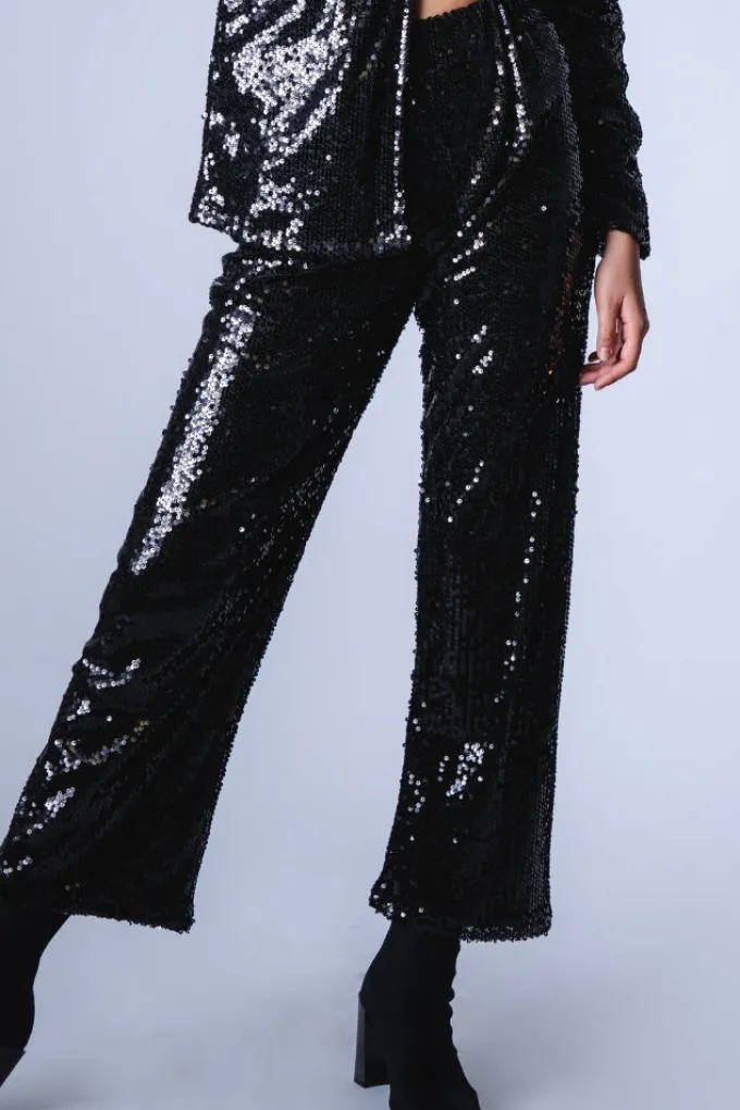 Silk & Salt crystal sequins pants - black^ Sets