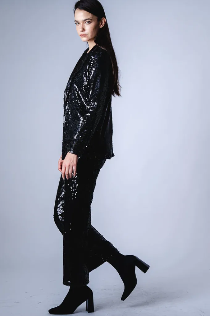 Silk & Salt crystal sequins pants - black^ Sets
