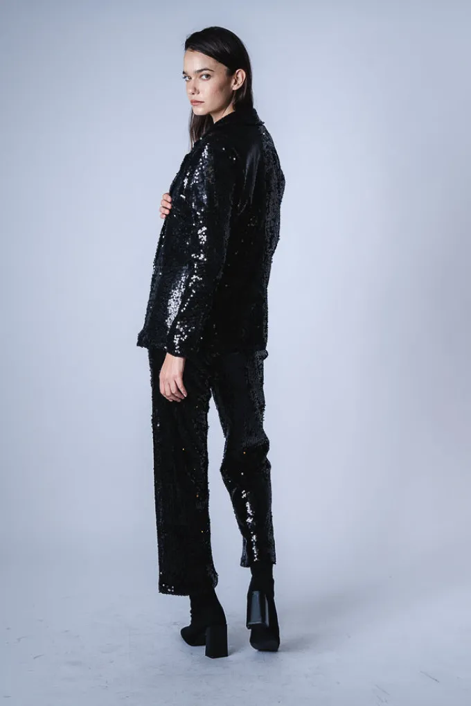 Silk & Salt crystal sequins pants - black^ Sets
