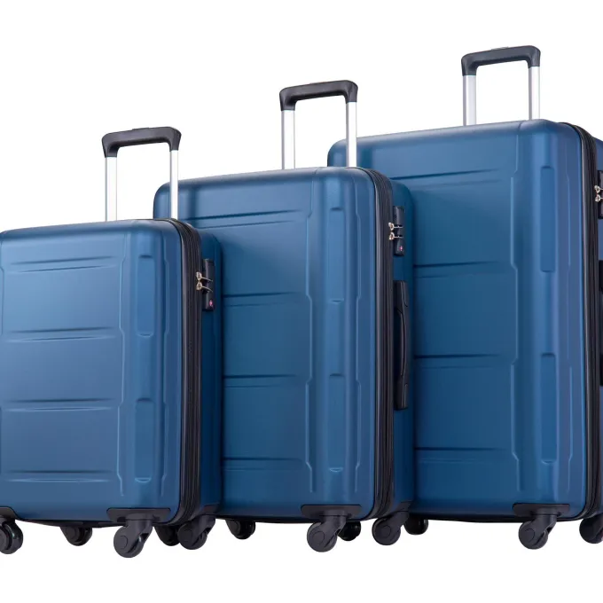 Silk & Salt 20 24 28 Carry on Luggawith Spinner Wheels TSA Lock Upgrade LuggaSets Maneuverable Hard Case LuggaTravel LuggaSuitcase Christmas Gifts for Business Trip Holiday Travel Cruise Blue^ Carry On Luggage