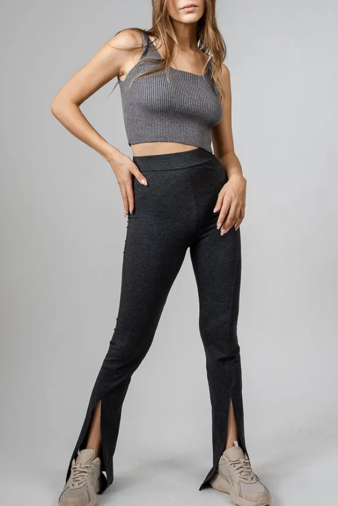 Silk & Salt split flared leggings - dark grey^ Pants