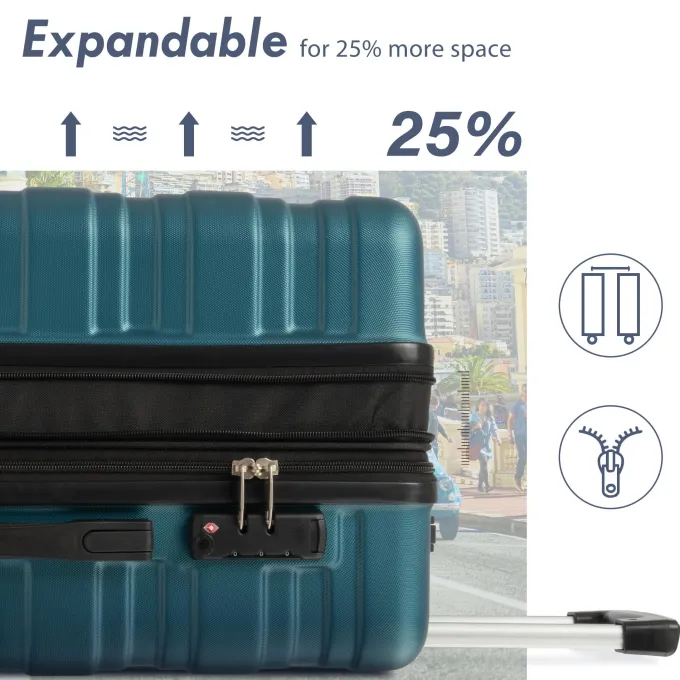 Silk & Salt uhomepro 3 In 1 Suitcases with Wheels Upgrade 20 24 28 Carry On Luggage Maneuverable LuggaSets Travel Suitcase Christmas Gifts for Business Trip Holiday Travel Cruise Black^ Luggage Sets