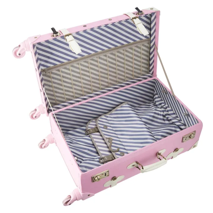 Silk & Salt Premium PU Classic Old-Fashioned Trolley Suitcase and Hand Bag Set with TSA Locks Essential LuggaChoice^ Luggage Sets