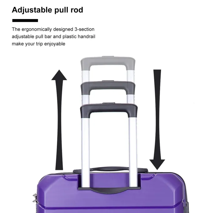Silk & Salt 3 Piece Set Lock Spinner Carry on 3-in-1 Portable Trolley Case with Telescoping Handle and 360 Spinner Wheels Outdoor PP Material Hardside Carry on LuggaSet with TSA Lock S9350^ Luggage Sets