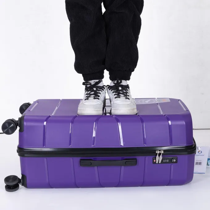 Silk & Salt Hardshell Lightweight Suitcase Sets Carry on Suitcase Sets for Women PP Material Hardside Carry on LuggaSet with TSA Lock Portable Trolley Case Sets with 4 Silent Wheels S9355^ Luggage Sets