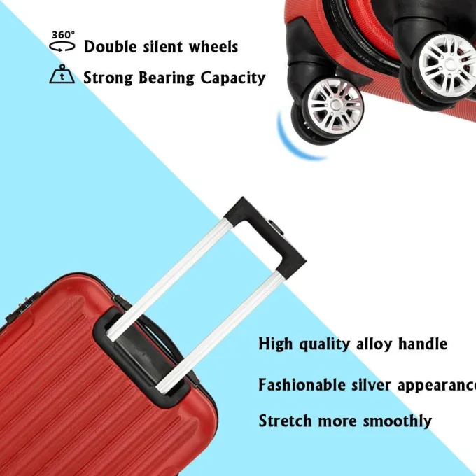Silk & Salt SalonMore 3 Piece Suitcase LuggaSet Travel with TSA Lock Red^ Hard Side Luggage