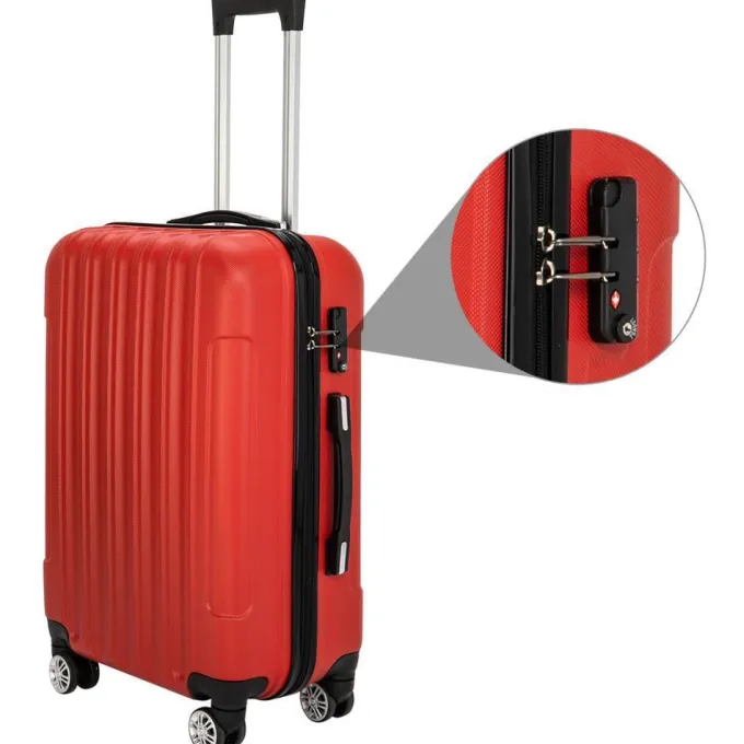 Silk & Salt SalonMore 3 Piece Suitcase LuggaSet Travel with TSA Lock Red^ Hard Side Luggage
