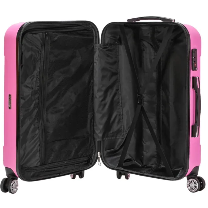 Silk & Salt Zimtown 3 PCS LuggaTravel Set Bag ABS Trolley Hard Shell Suitcase w/TSA lock Pink^ Checked Luggage