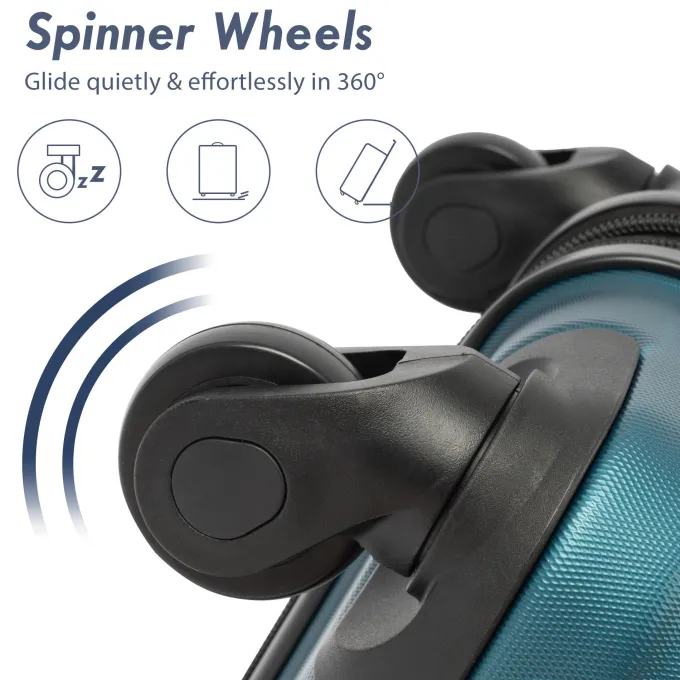 Silk & Salt 3 PCS LuggaSet Aukfa Travel Cayron Suitcases with 4 Quiet Spinner Wheels LuggaSet Hardside Carry On Set TSA Lock 20/24/28 Inches Navy^ Luggage Sets