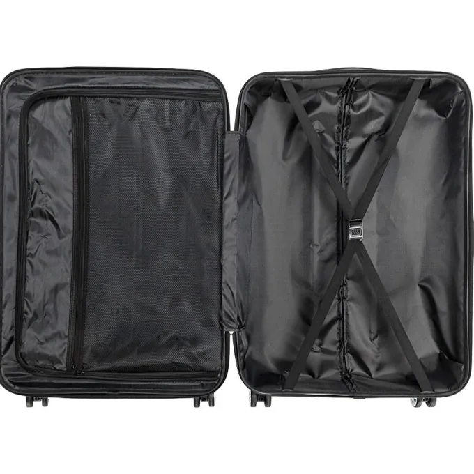 Silk & Salt 3 Piece LuggaSet Metal Frame Plastic Travel Trolley Suitcase Set 20u201d 24u201d 28u201d LuggaSuitcase Portable Spinner Wheels Lightweight LuggaSet Black^ Hard Side Luggage