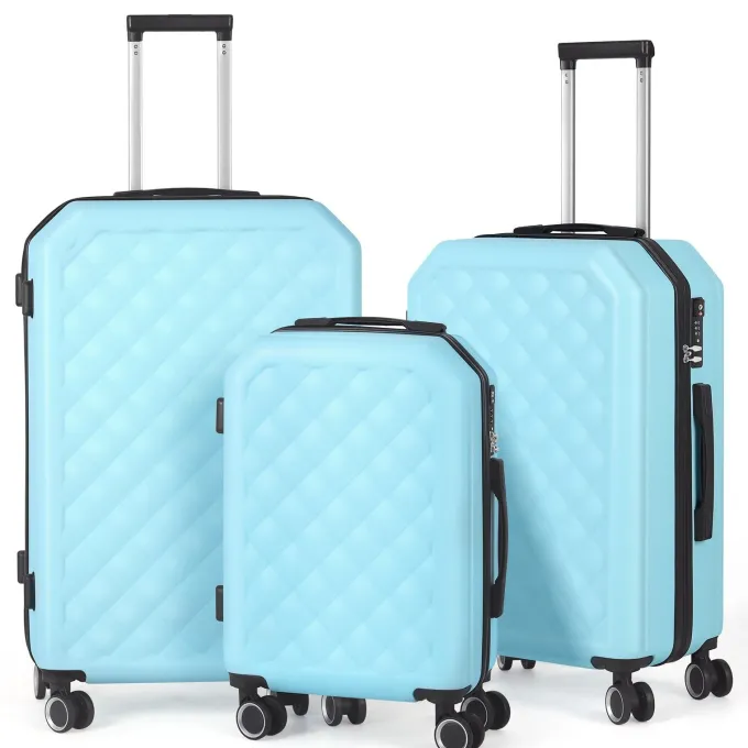 Silk & Salt 3 Piece Hardshell Suitcase Spinner with TSA Lock Arctic Blue^ Checked Luggage