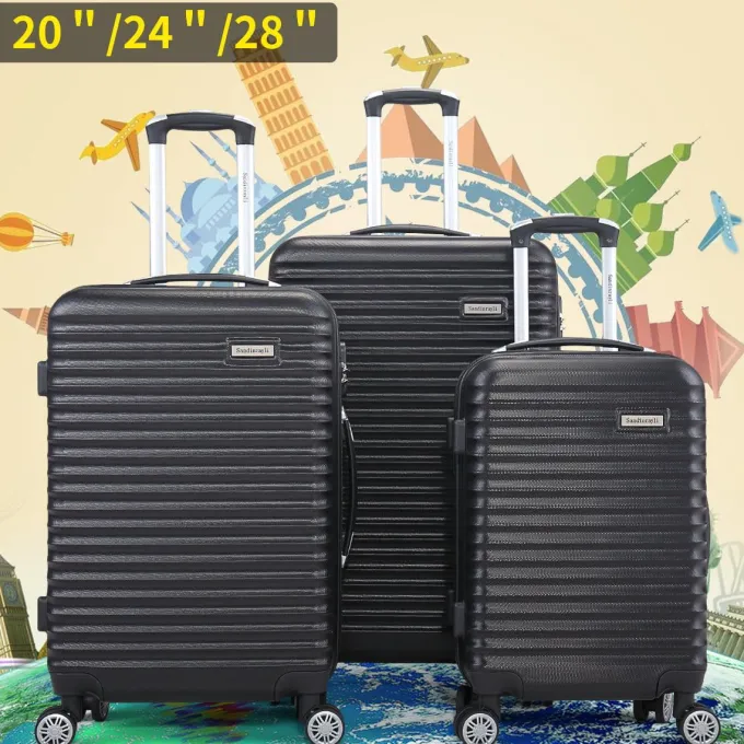 Silk & Salt Jaxpety 3 Pcs LuggaSet Hard Shell Travel Trolley Rolling Suitcase with 4 Wheels202428^ Checked Luggage