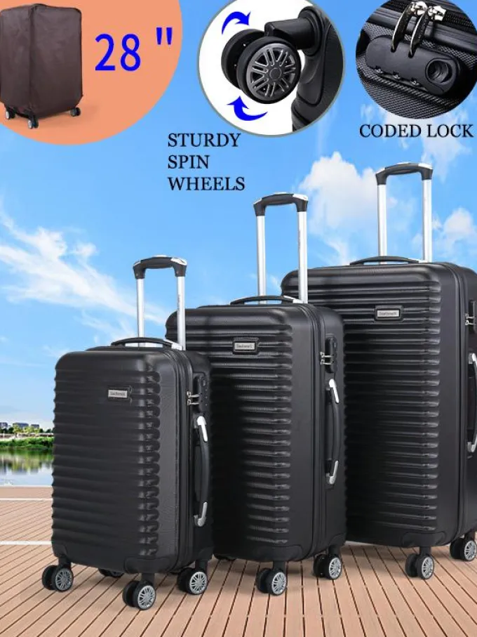 Silk & Salt Jaxpety 3 Pcs LuggaSet Hard Shell Travel Trolley Rolling Suitcase with 4 Wheels202428^ Checked Luggage