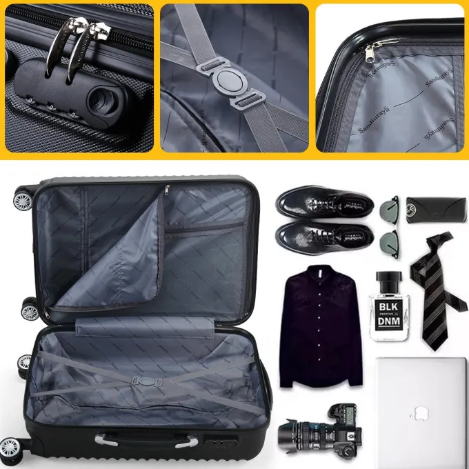 Silk & Salt Jaxpety 3 Pcs LuggaSet Hard Shell Travel Trolley Rolling Suitcase with 4 Wheels202428^ Checked Luggage