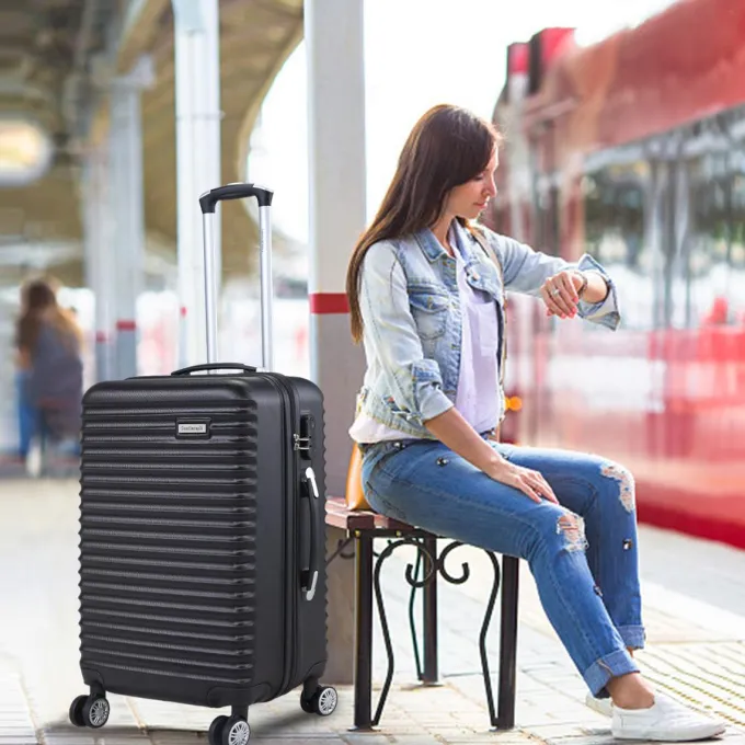 Silk & Salt Jaxpety 3 Pcs LuggaSet Hard Shell Travel Trolley Rolling Suitcase with 4 Wheels202428^ Checked Luggage