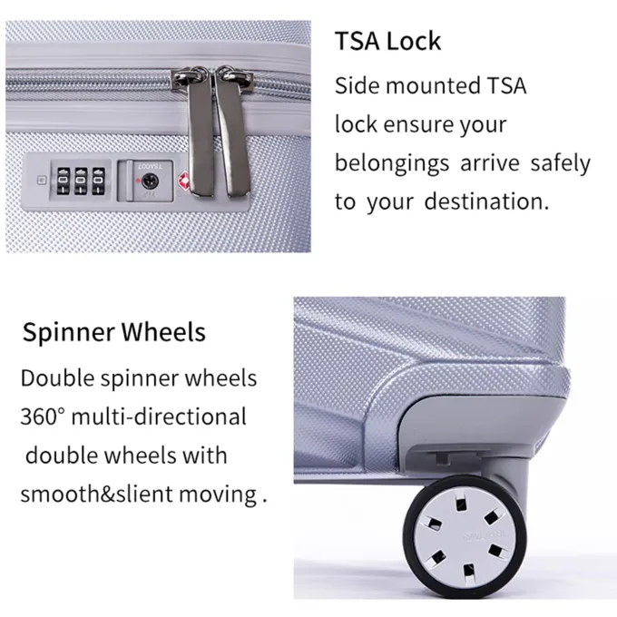 Silk & Salt SEGMART LuggaSets of 3 Lightweight Hardside Spinner Suitcase with LuggaCover and Drawstring Bag 4-Wheel Spinner LuggaSet: 20/ 24''/ 28 Carry-On Checked Suitcase for Trip S9344^ Luggage Sets