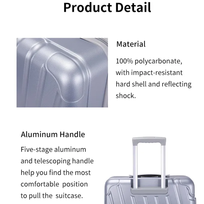 Silk & Salt SEGMART LuggaSets of 3 Lightweight Hardside Spinner Suitcase with LuggaCover and Drawstring Bag 4-Wheel Spinner LuggaSet: 20/ 24''/ 28 Carry-On Checked Suitcase for Trip S9344^ Luggage Sets