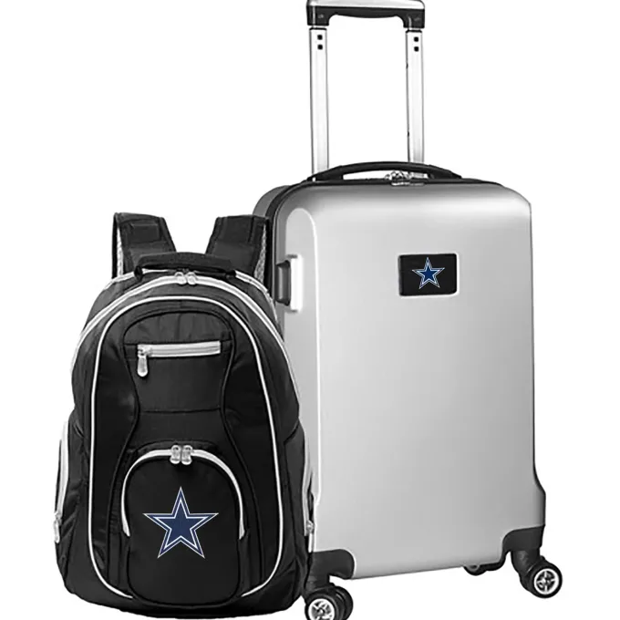 Silk & Salt MOJO Silver Dallas Cowboys 2-Piece Backpack ampCarry-On Set^ Hard Side Luggage