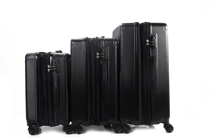 Silk & Salt MiraMUSE Expandable ABS Hard shell Lightweight 360 Dual Spinning Wheels Combo Lock 28 24 20 3 Piece LuggaSet^ Checked Luggage