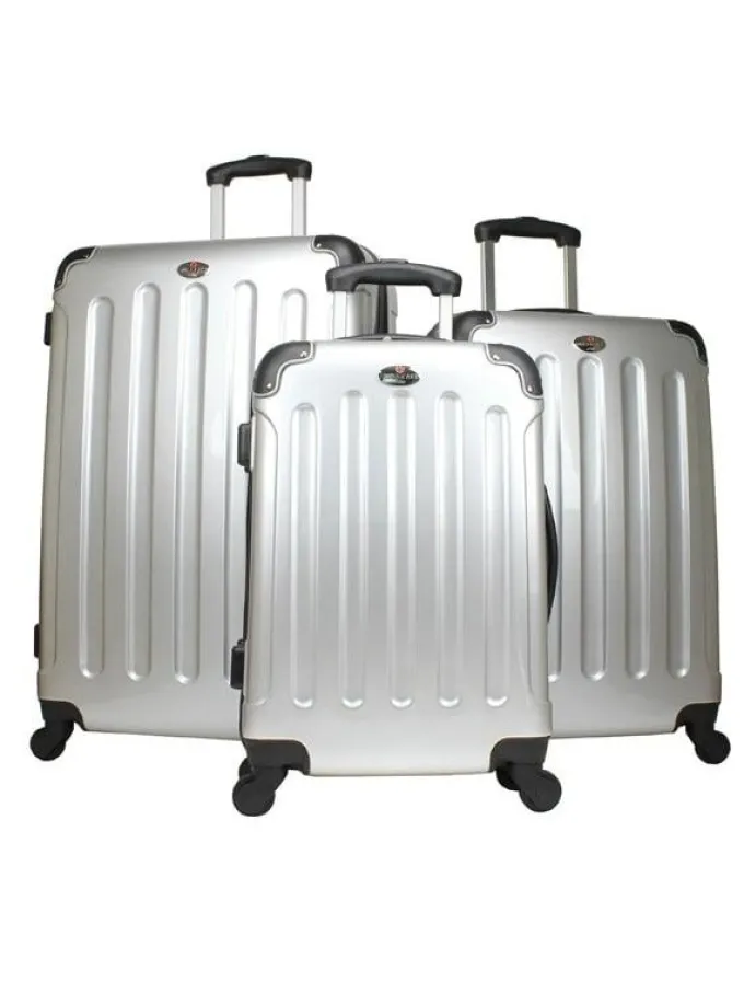 Silk & Salt 4 Wheel Spinner ABS 3 Piece LuggaSet SILVER Hardside Suitcase New^ Hard Side Luggage