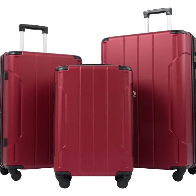 Silk & Salt paproos 3 Piece LuggaSet 20 24 28 Hard Case Suitcase Set Fashion Expandable Suitcase with Spinner Wheel and TSA Lock Lightweight LuggaSet for Travel Business Trip Back to School Red^ Checked Luggage