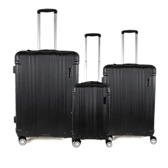 Silk & Salt Set of 3 LuggaSet Travel Bag ABS Trolley Spinner Suitcase Lightweight Black^ Luggage Sets