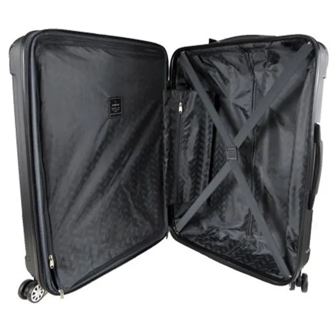 Silk & Salt Set of 3 LuggaSet Travel Bag ABS Trolley Spinner Suitcase Lightweight Black^ Luggage Sets