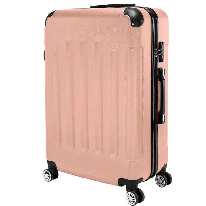 Silk & Salt LuggaSets for Women 3 Piece Hardshell Lightweight LuggaSets with Spinner Wheels and Lock ABS Rolling Trolley Travel Suitcases Bags Rose Gold^ Hard Side Luggage