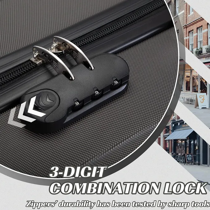 Silk & Salt Jaxpety 3 Pcs LuggaSet Hard Shell ABS Travel Trolley Rolling Suitcase Coded Lock^ Checked Luggage