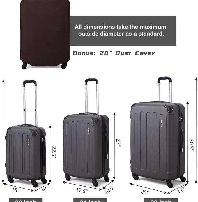 Silk & Salt Jaxpety 3 Pcs LuggaSet Hard Shell ABS Travel Trolley Rolling Suitcase Coded Lock^ Checked Luggage