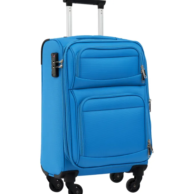 Silk & Salt 3 Pcs Travel Suitcase Set ABS+PC Spinner Suitcase with TSA Lock Blue^ Checked Luggage