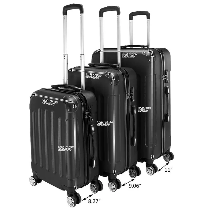 Silk & Salt UBesGoo 3 Pieces Travel LuggaSet Bag ABS Trolley Carry On Suitcase^ Carry On Luggage