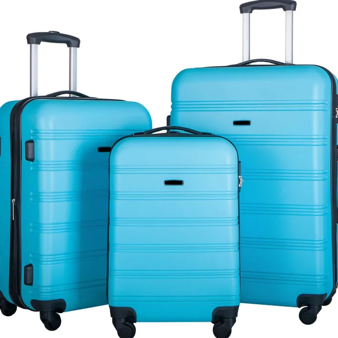 Silk & Salt LuggaSet for Women 3 Piece Hardshell Spinner Suitcase with TSA Lock Lightweight Expandable Luggafor Long Travel Colledge Business Trip Fashion Carry on LuggaSet 20 24' 28 Light Blue^ Checked Luggage