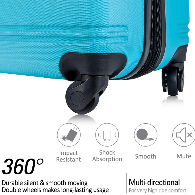 Silk & Salt LuggaSet for Women 3 Piece Hardshell Spinner Suitcase with TSA Lock Lightweight Expandable Luggafor Long Travel Colledge Business Trip Fashion Carry on LuggaSet 20 24' 28 Light Blue^ Checked Luggage